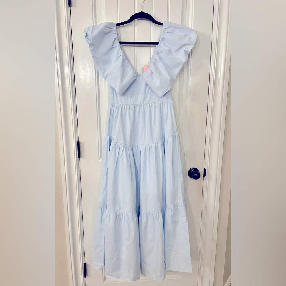NWT Blue Poplin Midi Dress